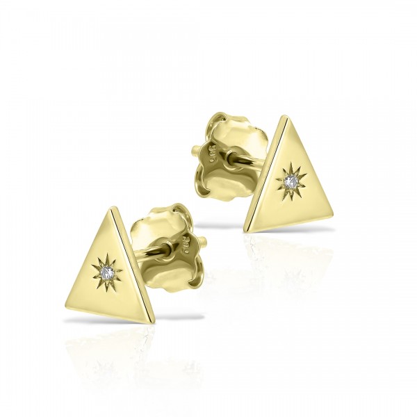 Cercei aur triunghiuri cu diamante