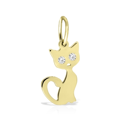 Pandantiv aur pisicuta cu ochisori diamante