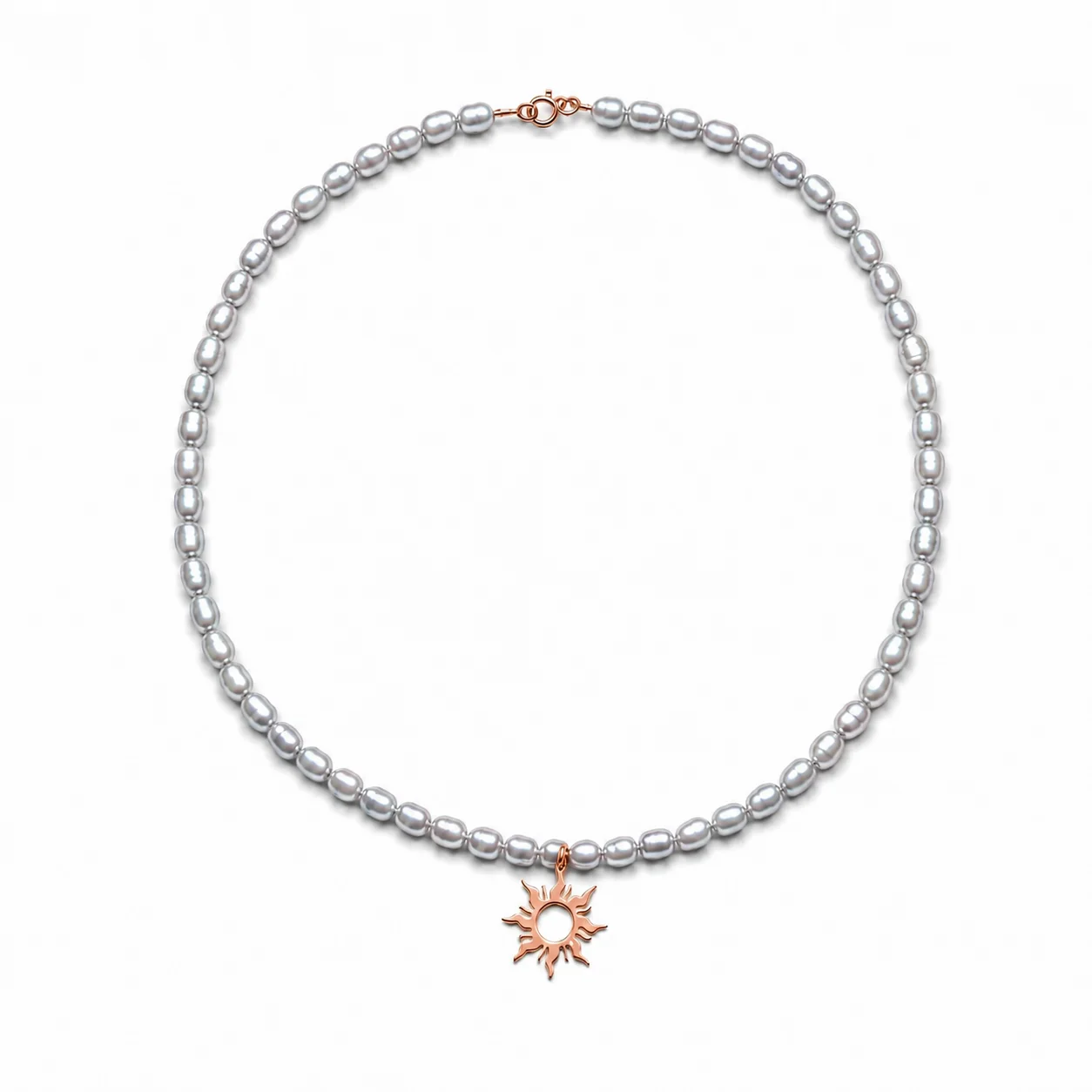 Colier-cu-perle-gri-si-soare-din-aur-roz-14k